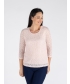 PINK ROUND NECK LACE TOP 3/4 SLEEVE