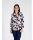 PEACH PRINT TOP WITH BUTTON PLACKET 3/4 SLEEVE