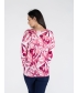 CERISE BOLD LEAF PRINT TOP & 3/4 SLEEVE ROUND NECK