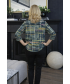 OLIVE MULTI ABSTRACT PRINT TOP WITH 3/4 SLEEVE