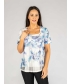 Printed Burn Out T - Shirt White Blue