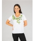 White Green Flower Print T - Shirt