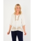 White Beige Embroidered Neckline Tunic- TU30016