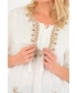 White Beige Embroidered Neckline Tunic- TU30016