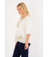 White Beige Embroidered Neckline Tunic- TU30016