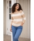 WIDE STRIPE ROUND NECK JUMPER 3/4 SLEEVE