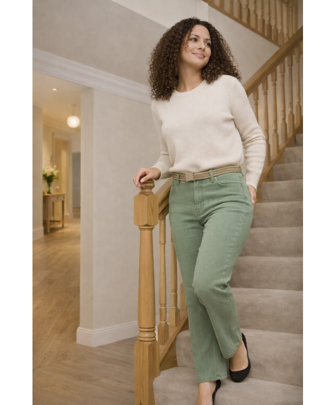 27INCH GARMENT DYE DENIM JEANS WITH BELT