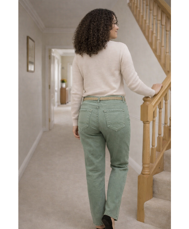 27INCH GARMENT DYE DENIM JEANS WITH BELT