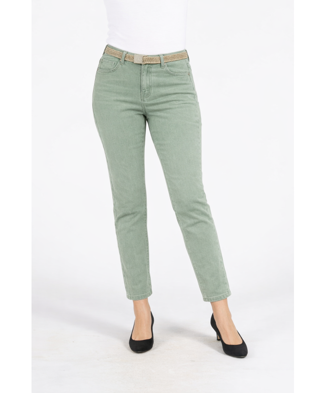 27INCH GARMENT DYE DENIM JEANS WITH BELT