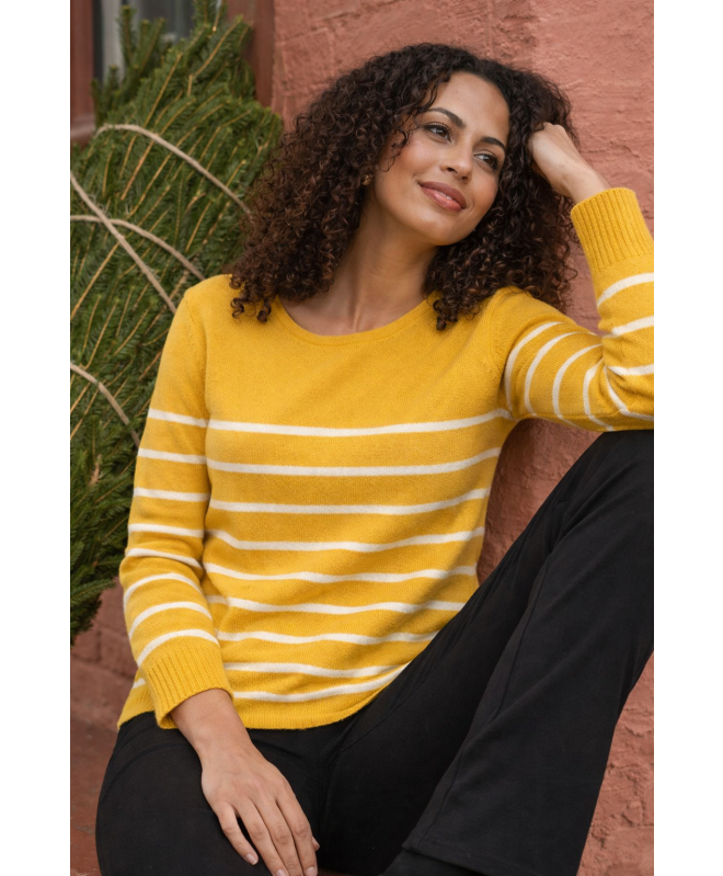 Mustard Stripe Jumper With Button Details