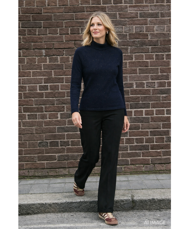 TURTLE NECK GLITTER REXTURED LONG SLEEVEJUMPER