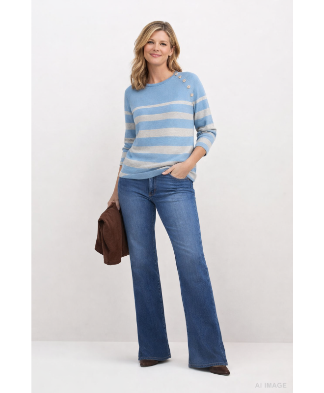 WIDE STRIPE JUMPER BUTTON DETAIL ROUND