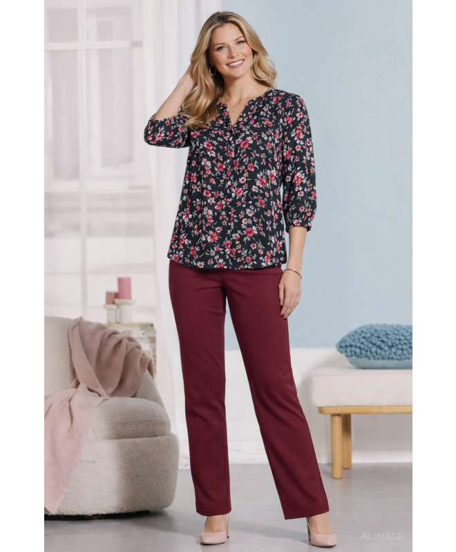 FLORAL PRINT BLOUSE WITH ELASTICATED CUF