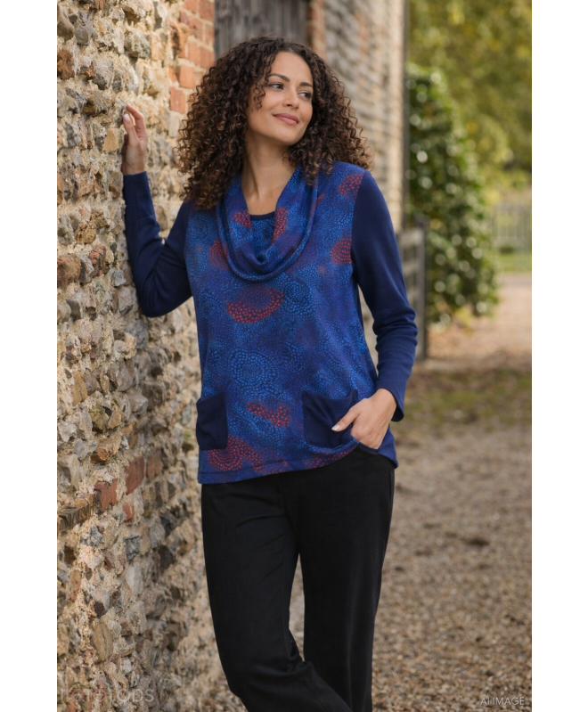 ABSTRACT PRINT TOP WITH SCARF AND POCKET