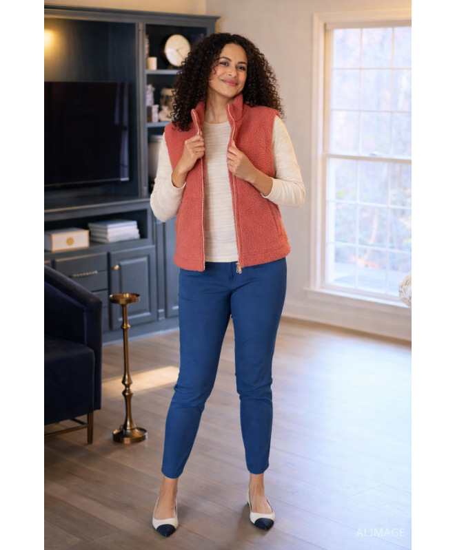 ROSE Teddy Fleece Gilet With Pockets