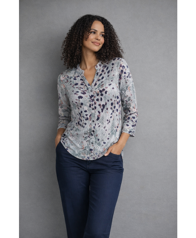 OLIVE COLOR SNAKE SKIN PRINT TOP WITH 3/4 SLEEVE