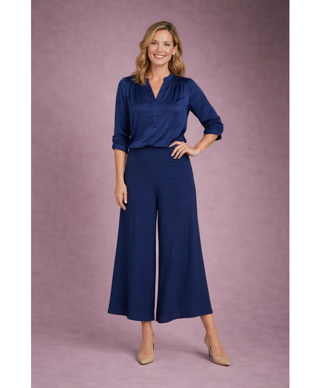 NAVY AIRFLOW WIDE LEG TROUSER