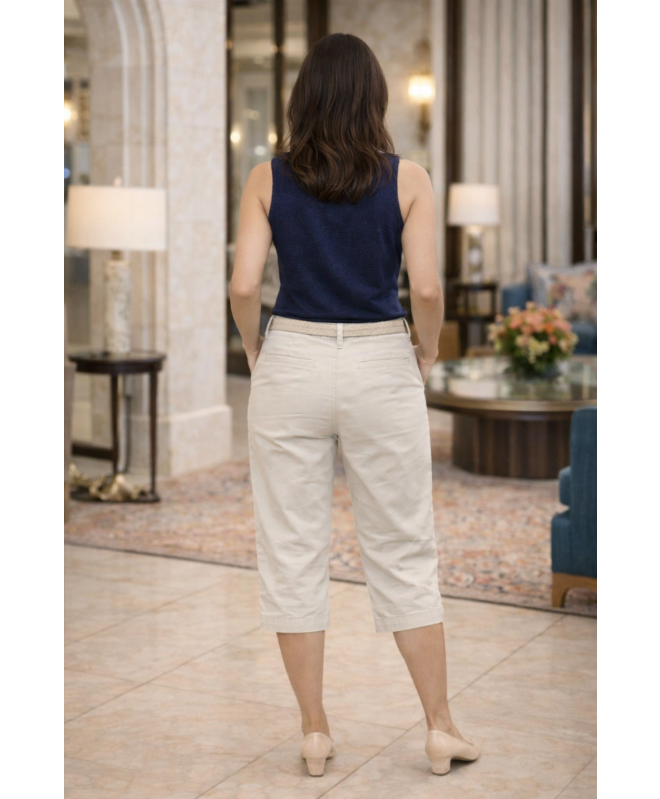 22 INCH GARMENT DYE CROP TROUSER WITH BELT