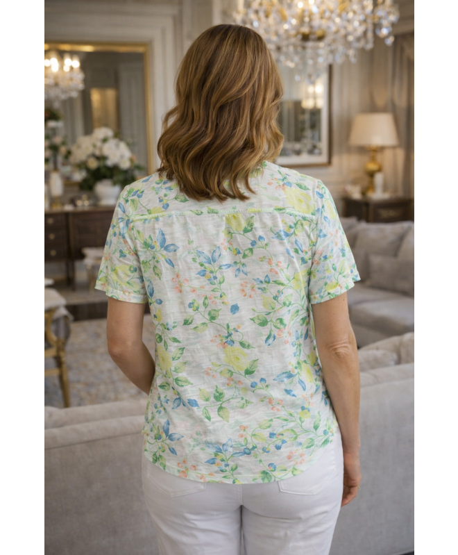 APPLE PRINT BURNOUT BLOUSE FRONT BUTTON