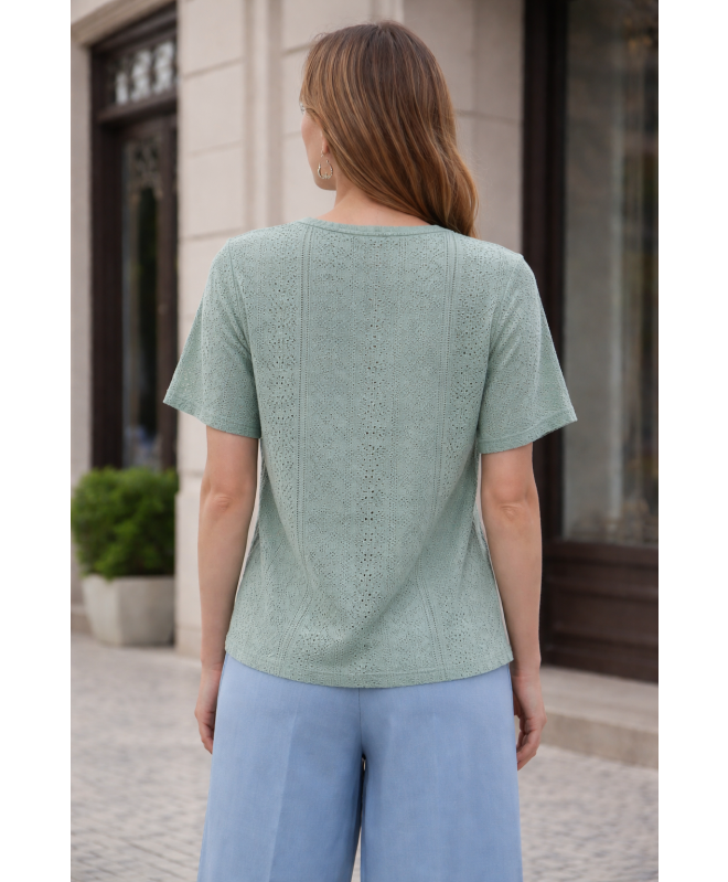 SCHIFFLY STRETCH TOP WITH FRILL SLEEVE