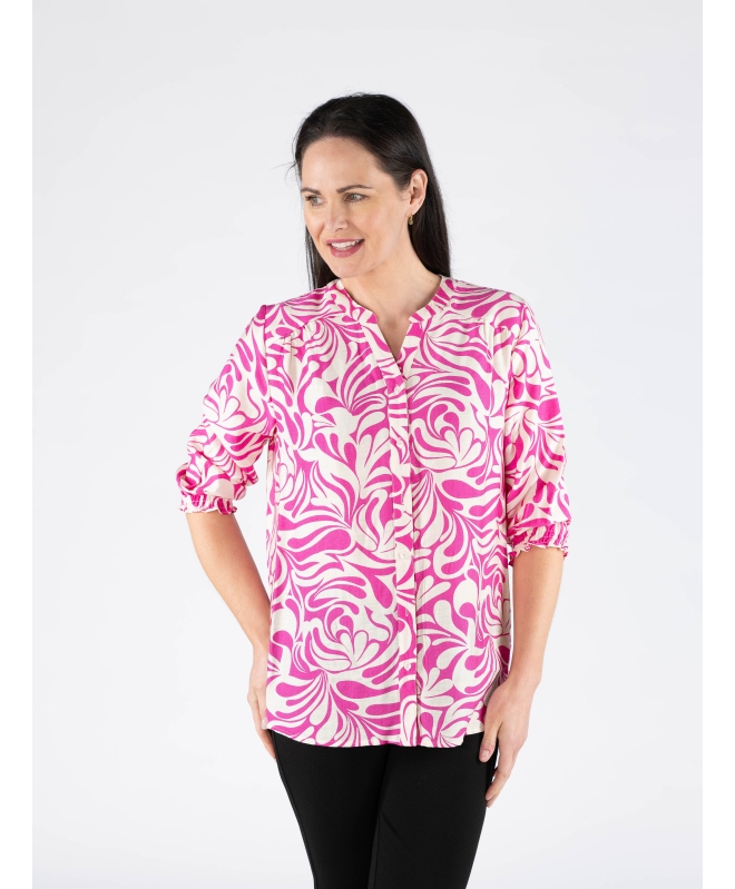 CERISE WHITE BLOUSE WITH ELASTICATED - B29750