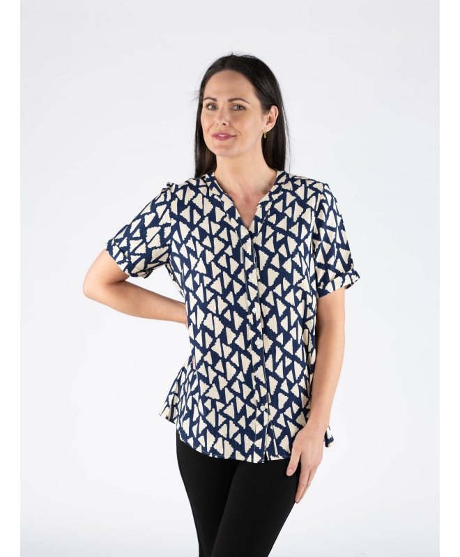 Triangle Print Blouse Short Sleeve - B29755