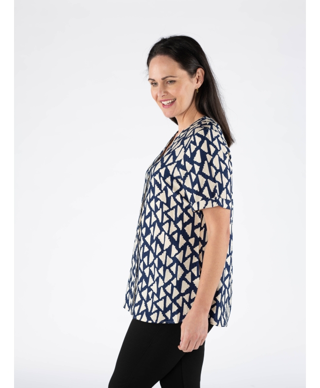 Triangle Print Blouse Short Sleeve - B29755