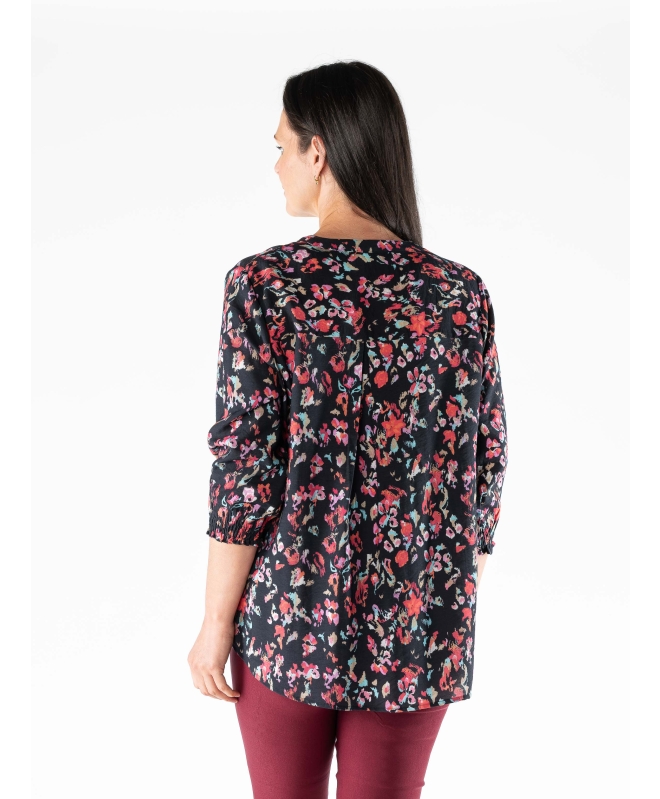 FLORAL PRINT BLOUSE WITH ELASTICATED CUF
