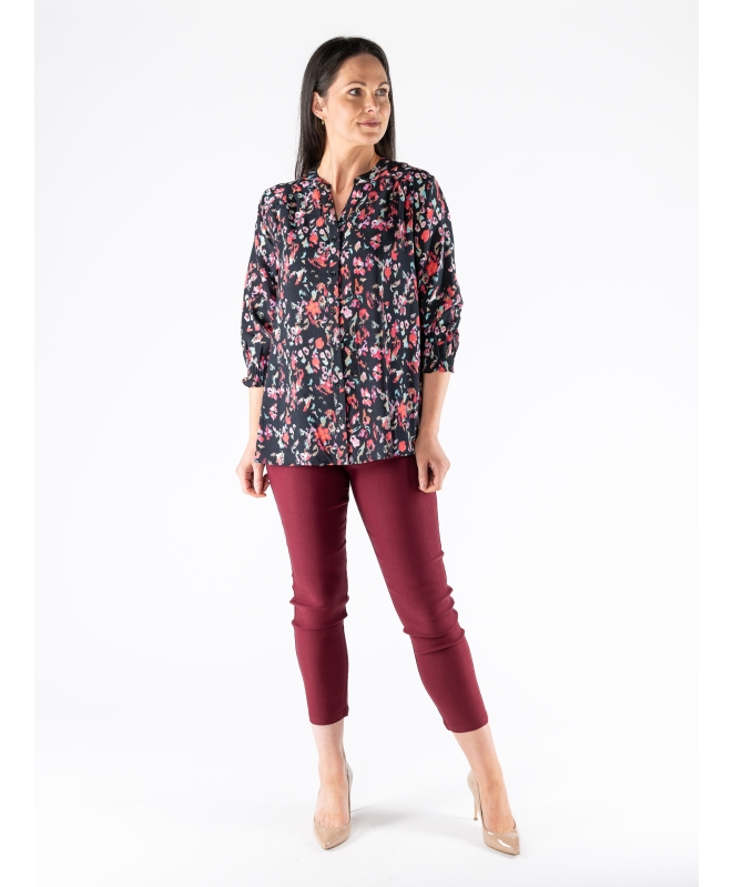 FLORAL PRINT BLOUSE WITH ELASTICATED CUF