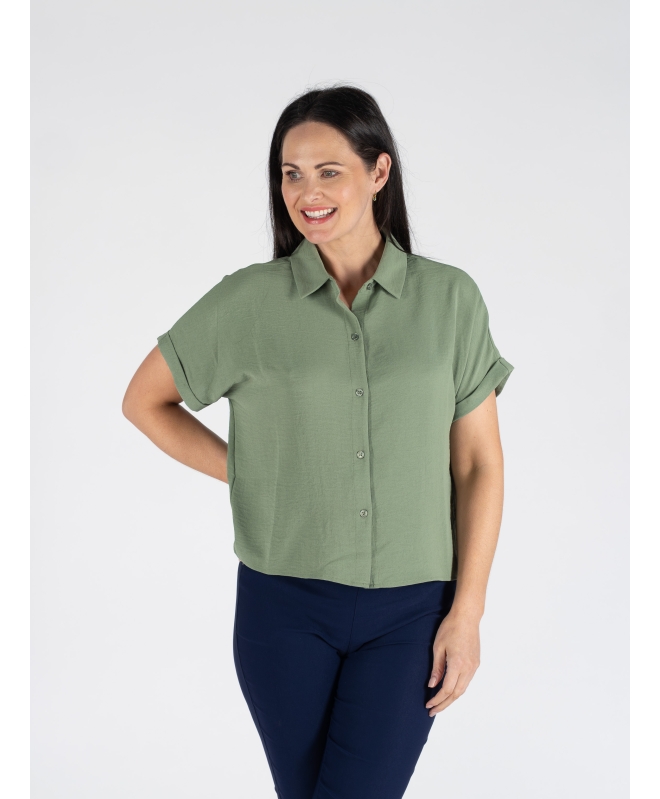 AIRFLOW BLOUSE WITH COLLAR SHORT SLEEVE