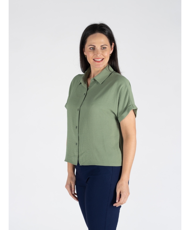 AIRFLOW BLOUSE WITH COLLAR SHORT SLEEVE