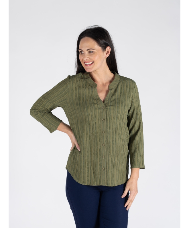 CRINKLE BLOUSE WITH 3/4 SLEEVE