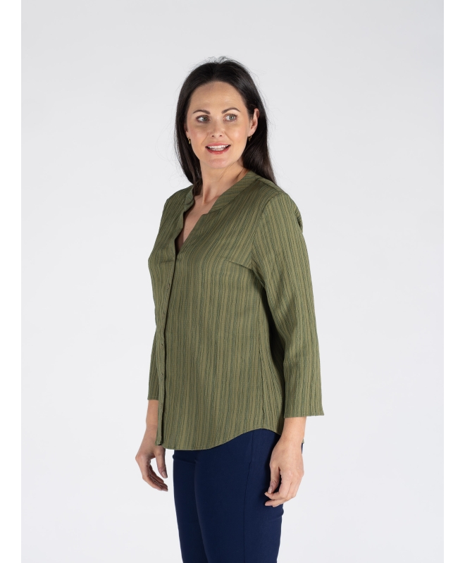 CRINKLE BLOUSE WITH 3/4 SLEEVE