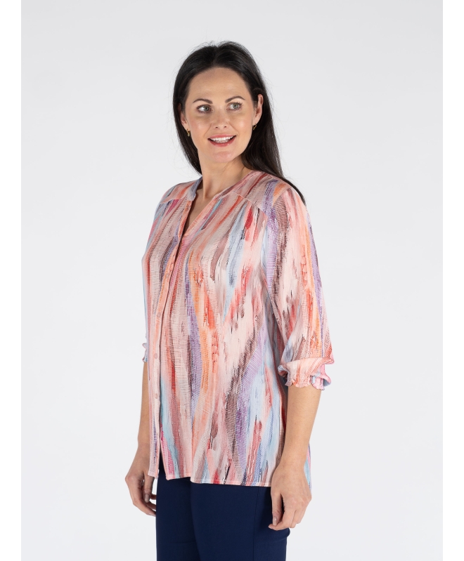 PINK MULTI ABSTRACT PRINT BLOUSE 3/4 SLEEVE