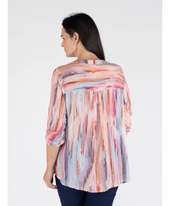 PINK MULTI ABSTRACT PRINT BLOUSE 3/4 SLEEVE