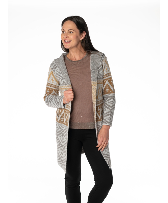EDGE TO EDGE PATTERN CARDIGAN WITH LONG