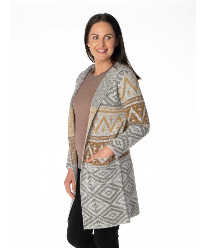 EDGE TO EDGE PATTERN CARDIGAN WITH LONG
