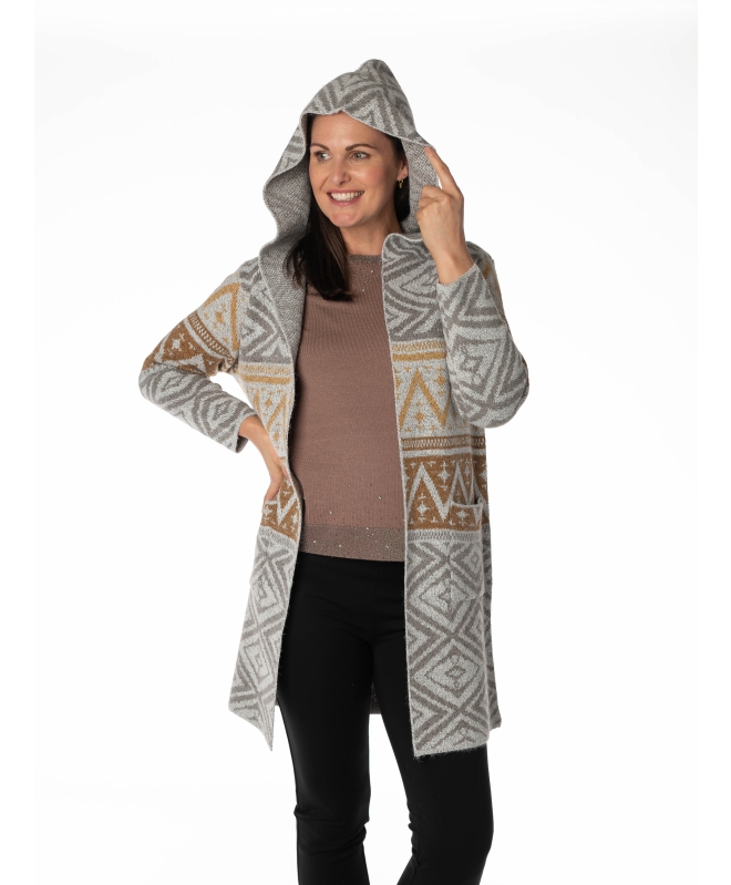 EDGE TO EDGE PATTERN CARDIGAN WITH LONG