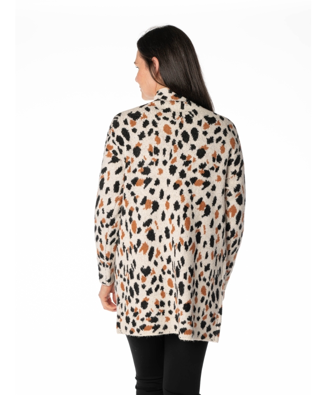 BEIGE SPOT PATTERN CARDIGAN LONG SLEEVE