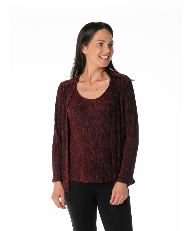 ROUND NECK GLITTERED FULL SLEEVE CARDIGAN