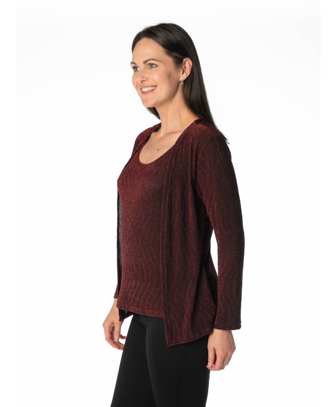 ROUND NECK GLITTERED FULL SLEEVE CARDIGAN