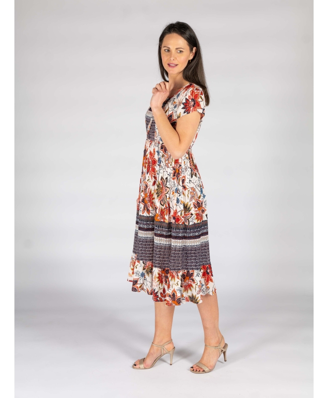 FLORAL BORDER PRINT DRESS- D30149