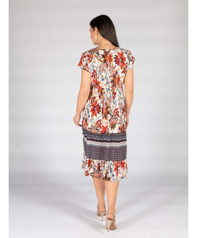 FLORAL BORDER PRINT DRESS- D30149