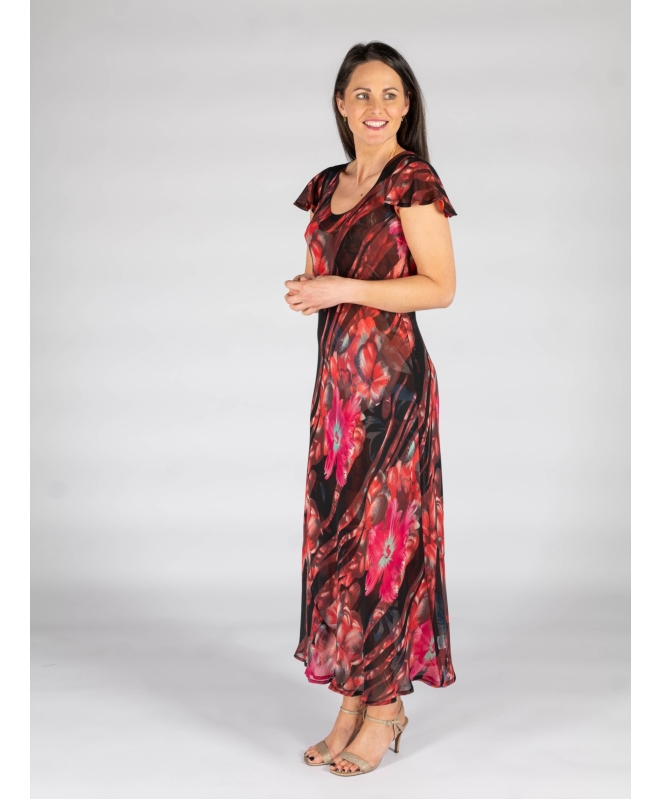 Cap sleeve printed reversible dress