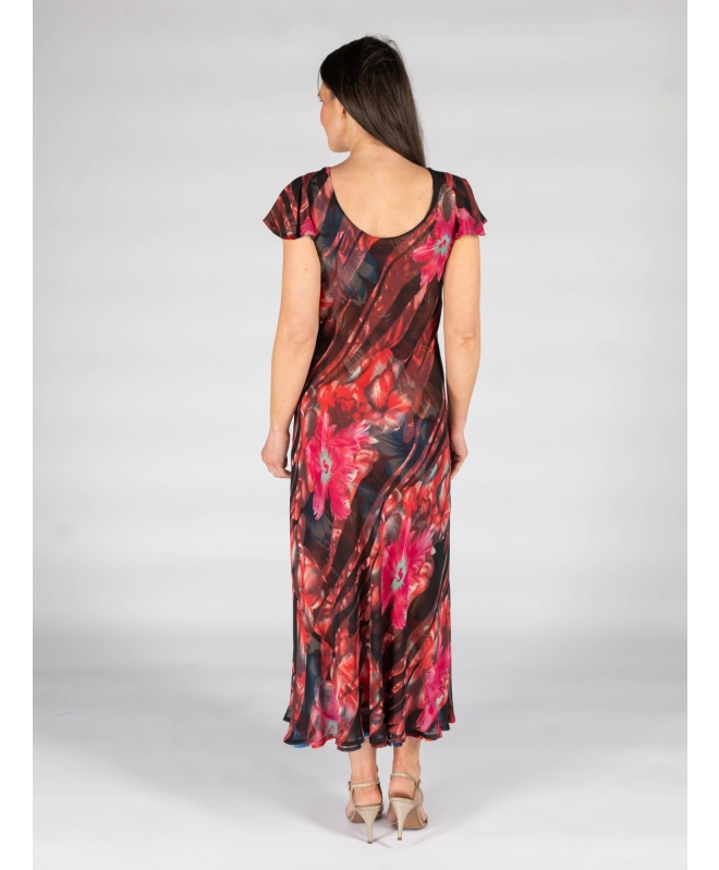 Cap sleeve printed reversible dress