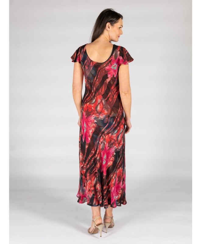 Cap sleeve printed reversible dress