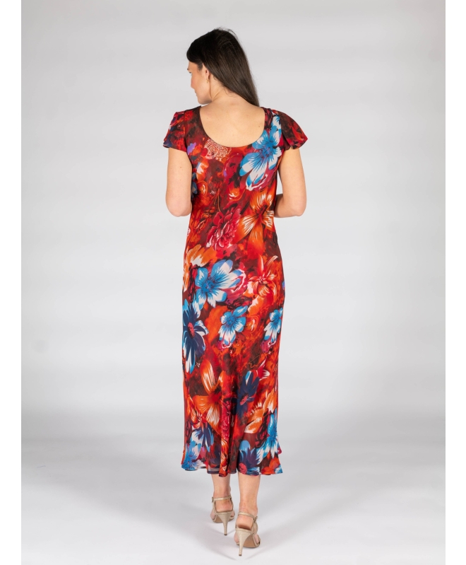 Cap sleeve printed reversible dress