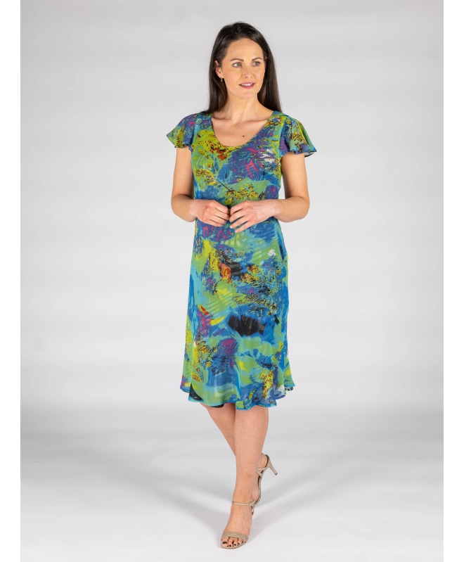 Reversible green 41 inch printed dress