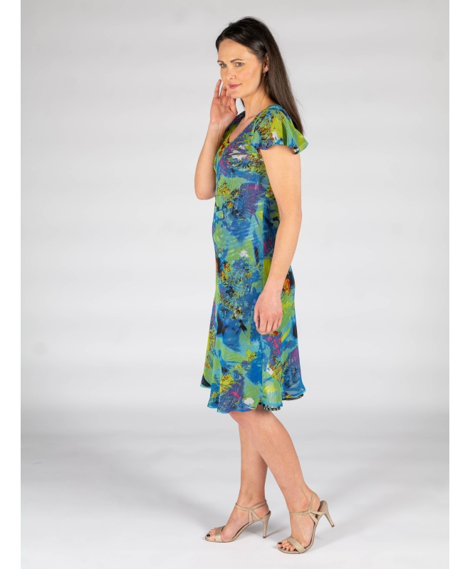 Reversible green 41 inch printed dress
