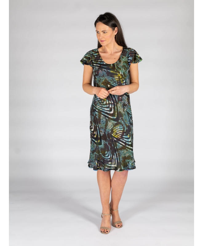Reversible green 41 inch printed dress
